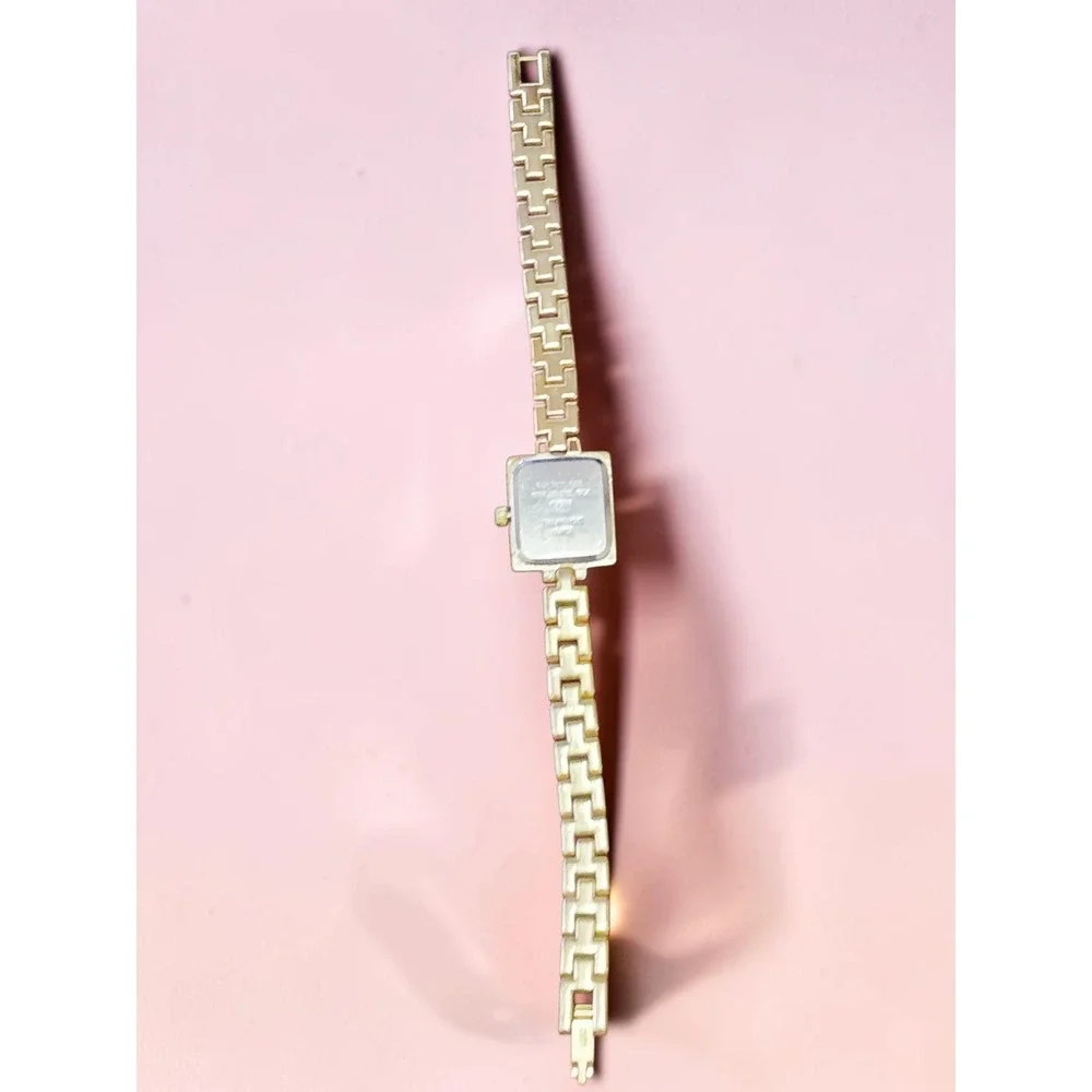 Vintage Anne Klein Women's Crystal Accented Gold Ladies Watch Opalescent
